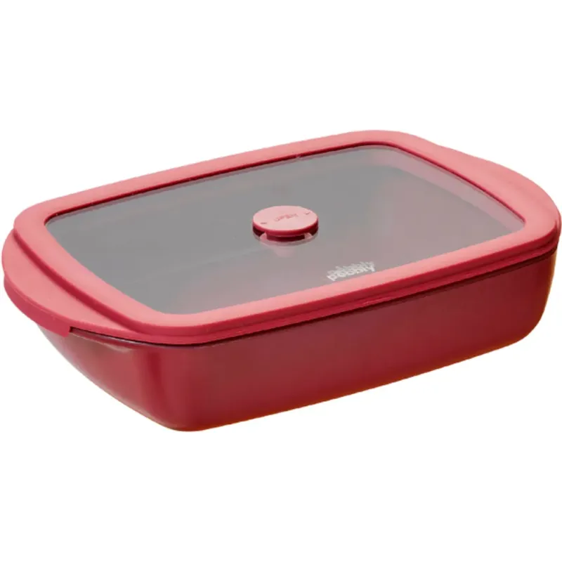 Compra Oggi Stesso Teglia Rettangolare in Vetro con Coperchio in Vetro e Silicone, 0,8 L,Ciliegia