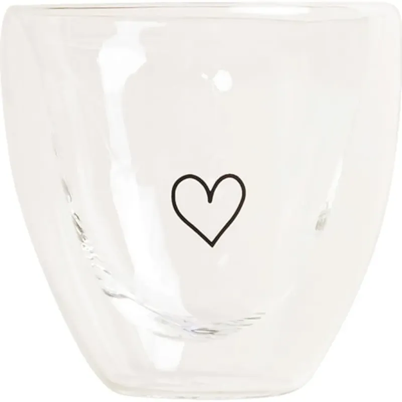 Bicchiere a Forma di Cuore in Vetro Doppia Parete,100 ml Non Perdere