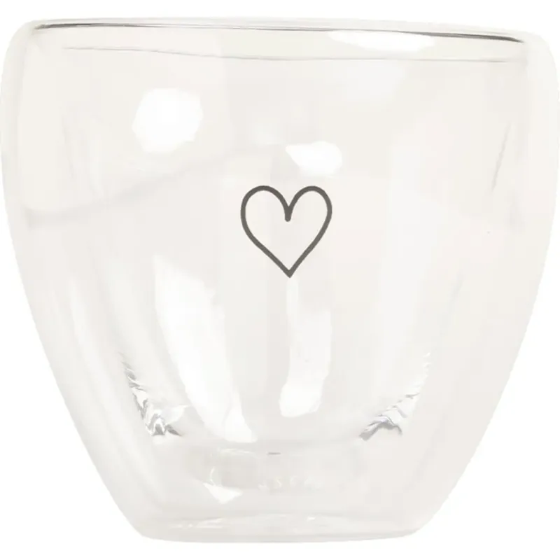 Bicchiere a Forma di Cuore in Vetro Doppia Parete,200 ml Sconto
