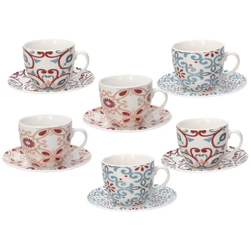 Confezione 6 tazze tè con piattino Ribeira New Bone China Multicolor Non Perdere