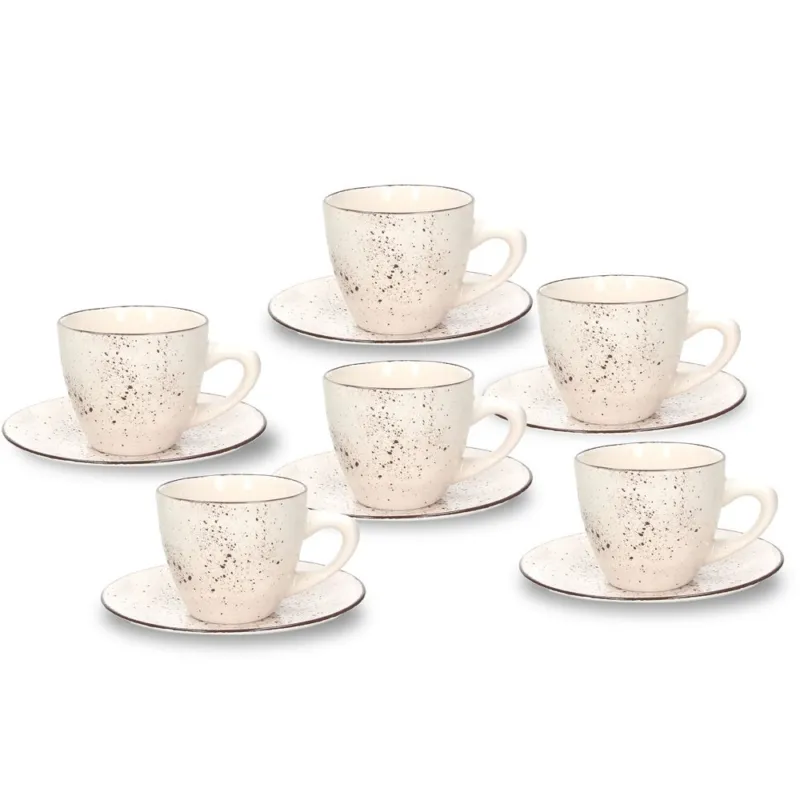 Confezione 6 tazzine caffè con piattino Stay Stoneware Beige Offerta Lampo