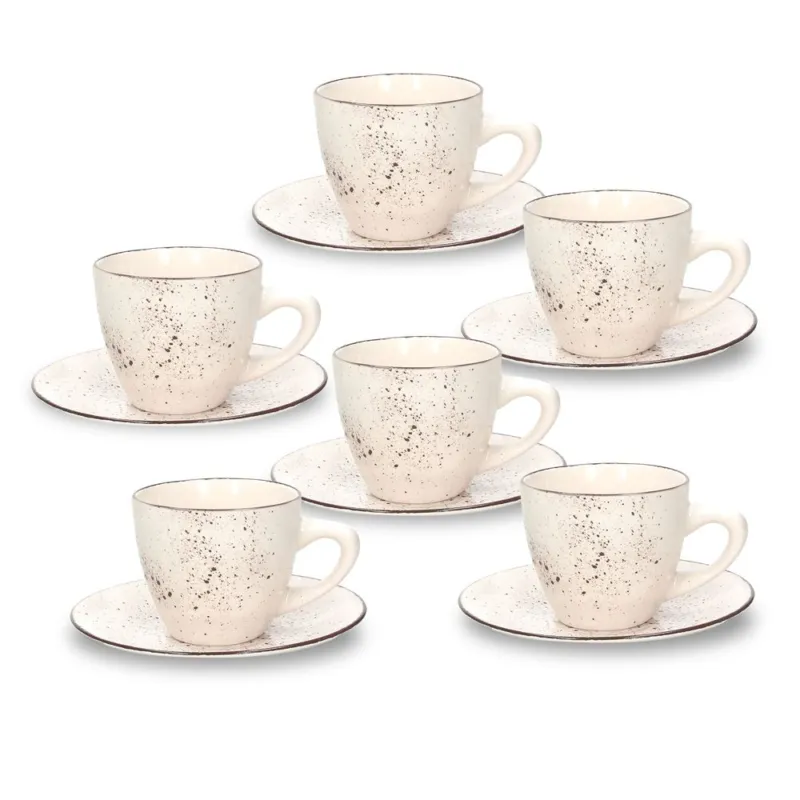 Confezione 6 tazze tè con piattino Stay Stoneware Beige Offerta Lampo