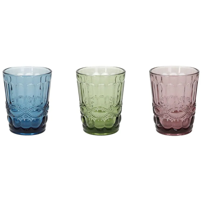 Economico Set 3 bicchieri cc230 Madame ve-ci-az Vetro Multicolor