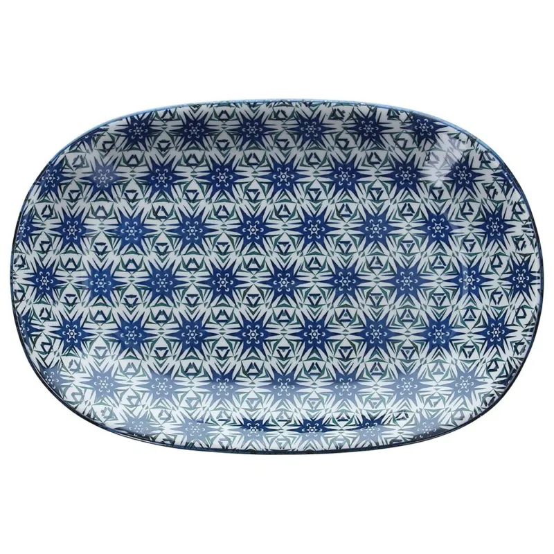 Ovale piano 28,5 cm x 19 cm x H 3,5 cm Sapa Porcellana Blu Occasione
