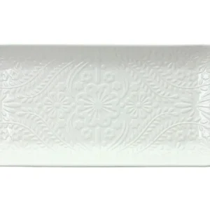 Spedizione Espresso Vassoio rettangolare 30,5 cm x 14 cm x H 3 cm Copenaghen Porcellana Bianco