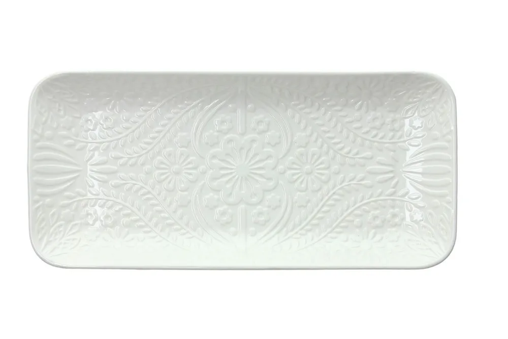 Spedizione Espresso Vassoio rettangolare 30,5 cm x 14 cm x H 3 cm Copenaghen Porcellana Bianco