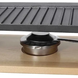 Solo Oggi Piastra grill + base legno 33 cm x 20 cm x H 11 cm Ghisa Nero