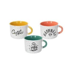 Tazzina da caffè senza piattino 90 cc Happy Coffee Stoneware Multicolor Occasione