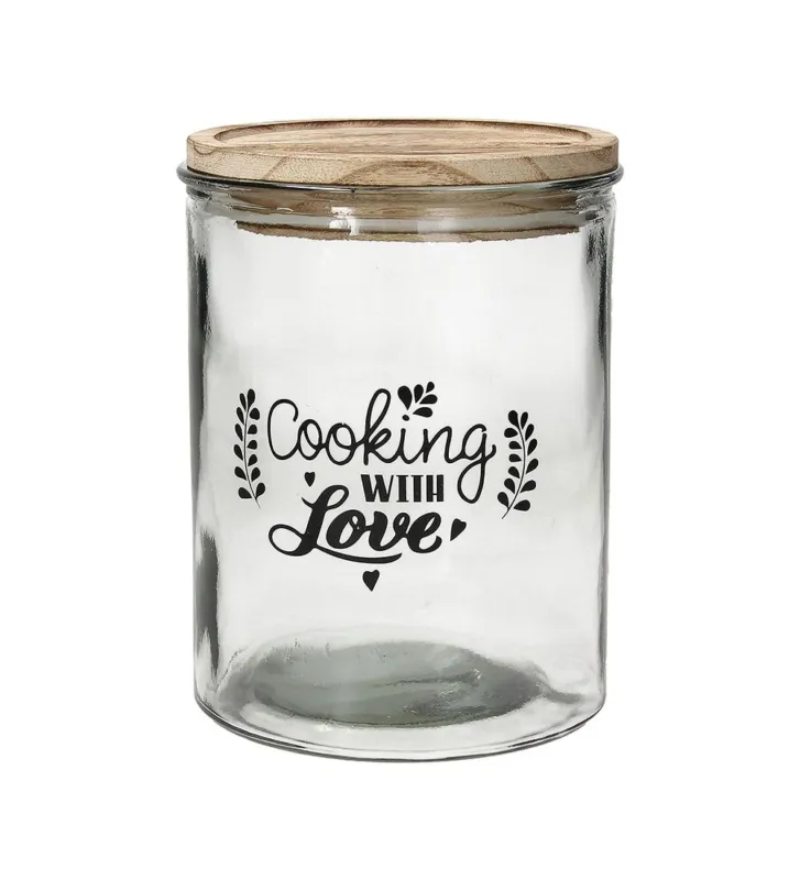 Consegna Rapida Barattolo grande con coperchio 1850 cc Cooking With Love Vetro Trasparente