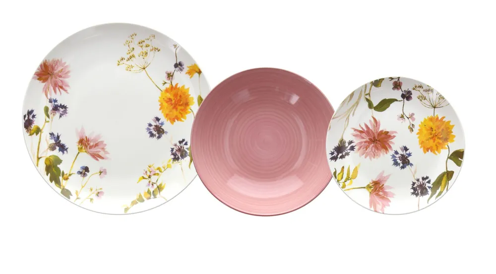 Servizio piatti 18 pezzi Audrey Porcellana Rosa Promozione Esclusiva