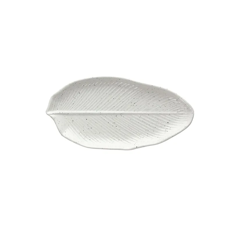 Economico Piatto foglia allungato piccolo 27 cm x 13,5 cm x H 2,5 cm Zelda Stoneware Grigio