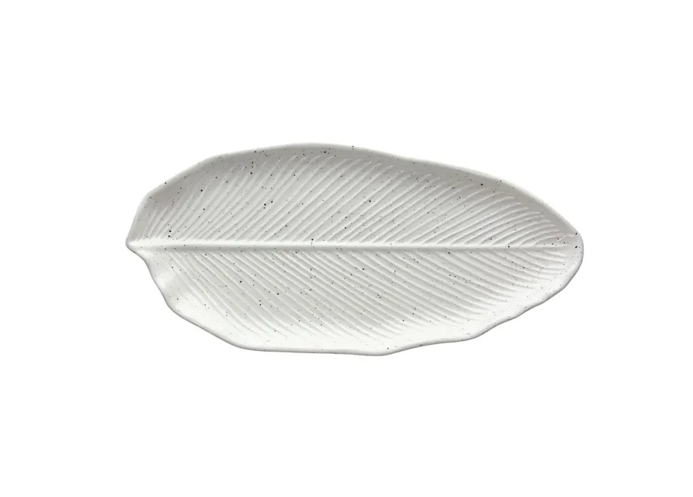 Scelto Dai Clienti Piatto foglia allungato grande 36,5 cm x 17 cm x H 2,5 cm Zelda Stoneware Grigio