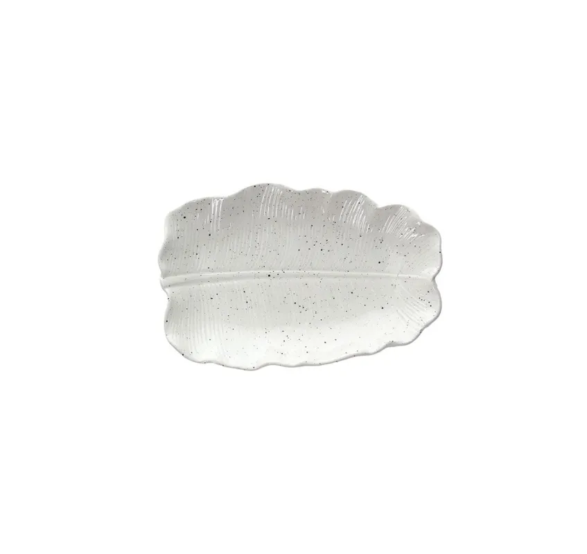 Compra Adesso Piatto foglia ondulato 18 cm x 12 cm x H 2,5 cm Zelda Stoneware Grigio