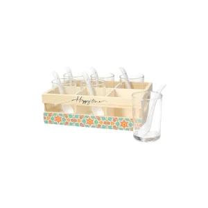 Set 6 bicchierini + cassetta in legno 21 cm x 14,5 cm x H 10 cm Maya Legno Multicolor Nuovo Arrivo