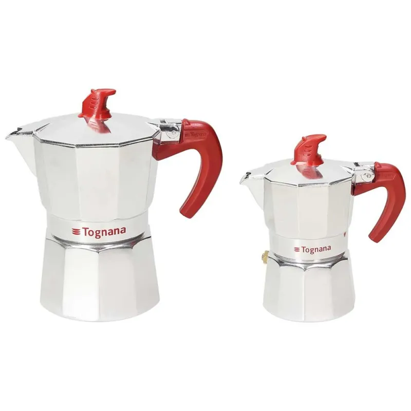 Confezione 2 caffettiere (1&3) Coffee Time Red Alluminio Rosso Popolare