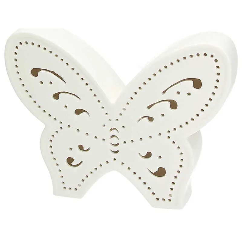 Nuovo Arrivo Farfalla led 19 cm x 4 cm x H 15 cm Virgole Ceramica Bianco