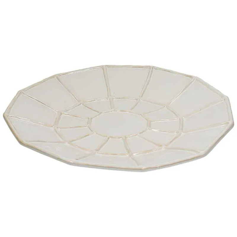 Promozione Centrotavola piano 40 cm x H 5 cm Ceramica Bianco