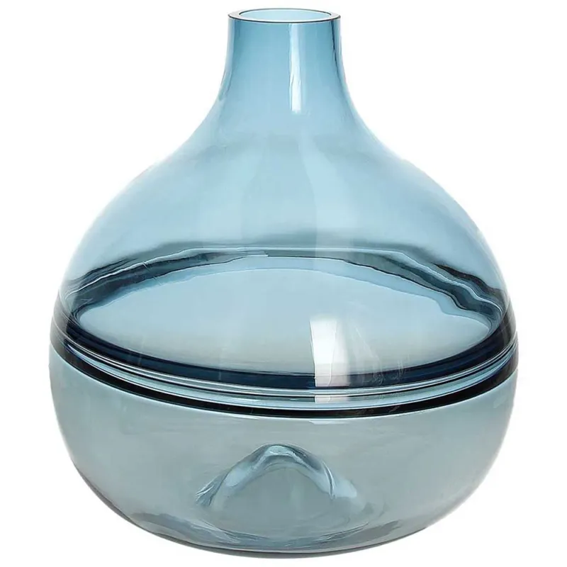 Vaso bombato 25 cm x H 27 cm Vetro Blu Solo Oggi
