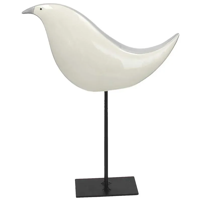 Uccellino grande 24 cm x 7 cm x H 32 cm Porcellana Bianco Sconto