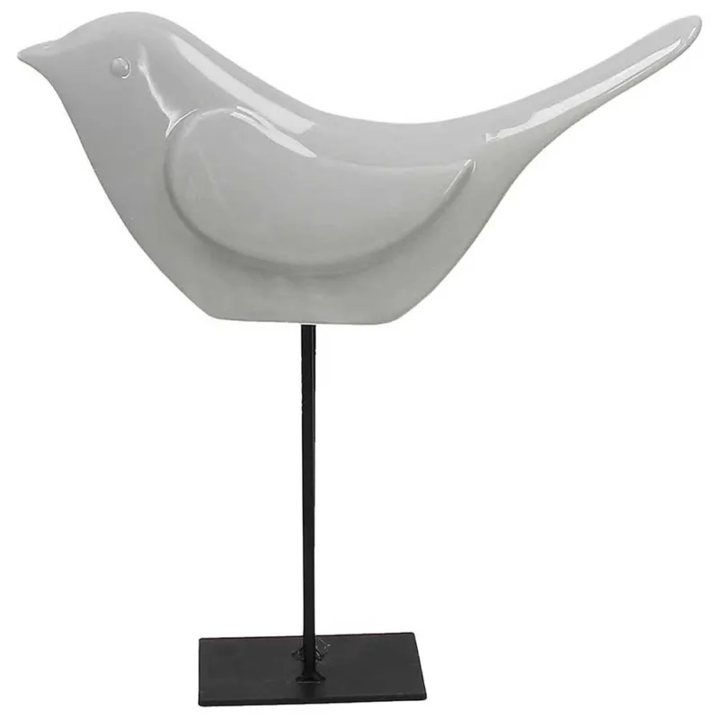 Uccellino grande 24 cm x 7 cm x H 30 cm Porcellana Grigio Acquista Ora