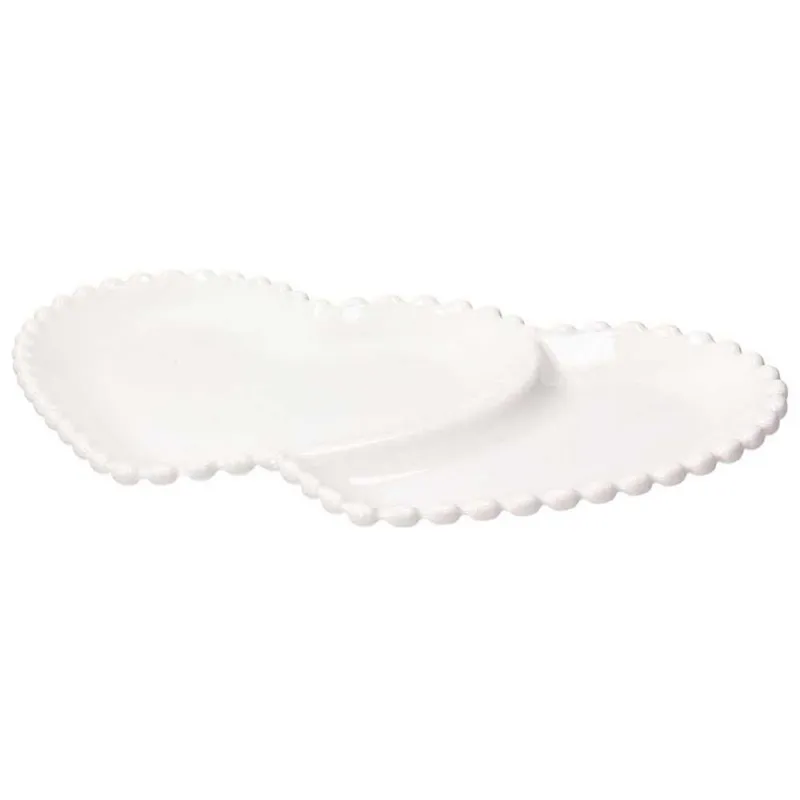 Miglior Prezzo Piatto cuore doppio 30,5 cm x 18,5 cm x H 2,5 cm Pearl Porcellana Bianco