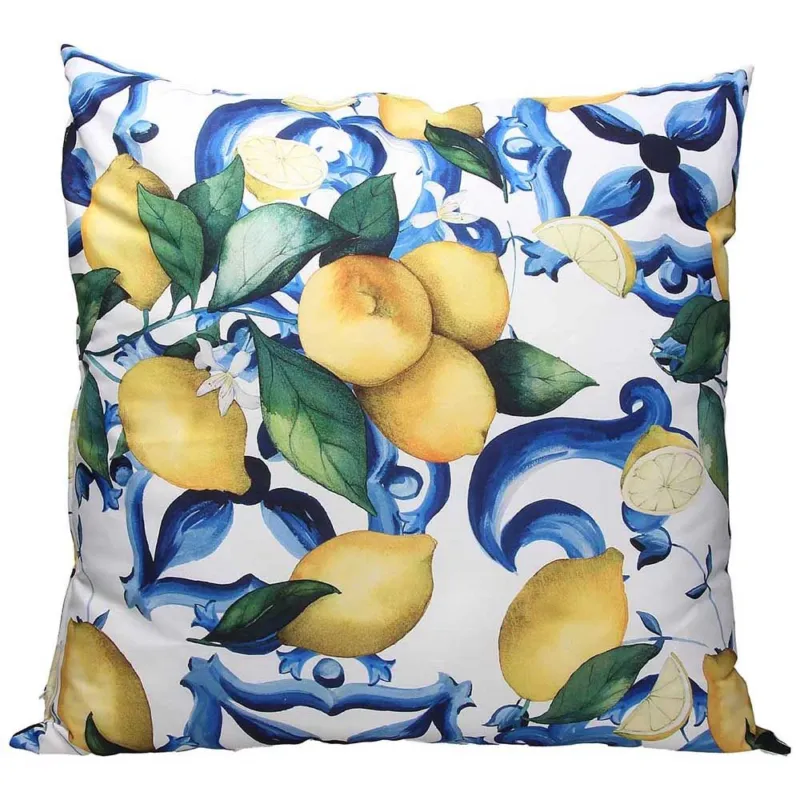 Cuscino quadrato 60 x 60 cm Poliestere Blu Subito Disponibile