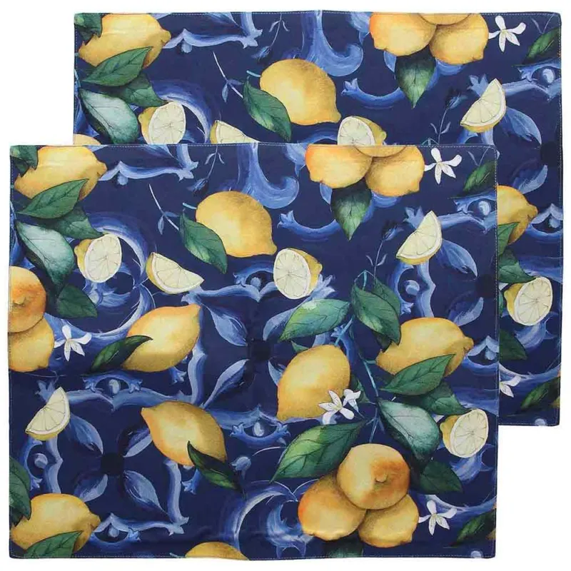 Set 2 tovagliette 35 x 50 cm Cotone Blu Ordina Subito