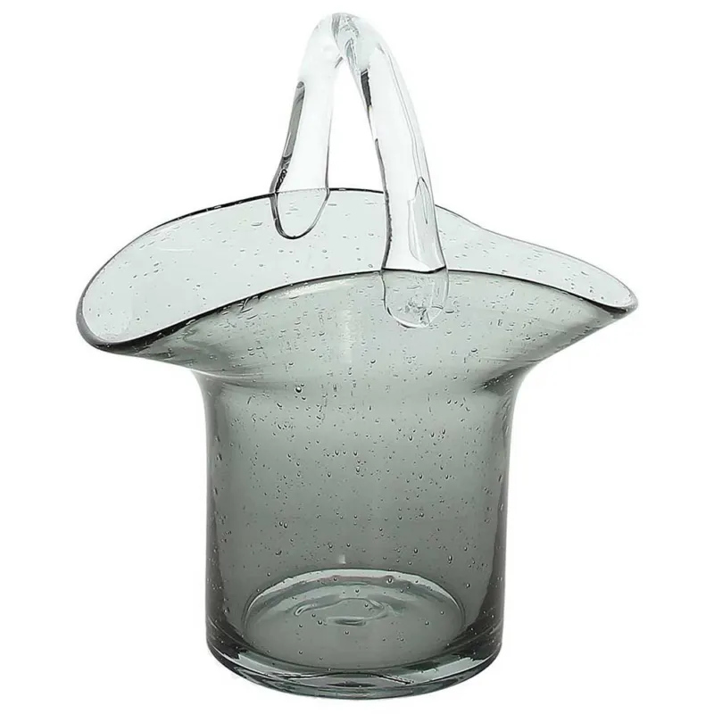 Prezzo Basso Vaso onda 28 cm x 26 cm x H 29 cm Vetro Grigio