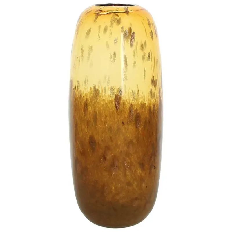 Spedito Oggi Vaso grande 14 cm x H 33 cm Vetro Ambra