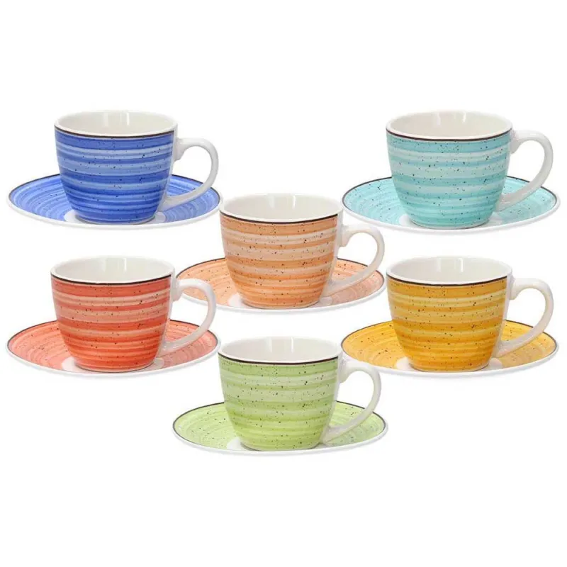 Confezione 6 tazzine caffè con piattino Kaleido New Bone China Multicolor Offerta Speciale