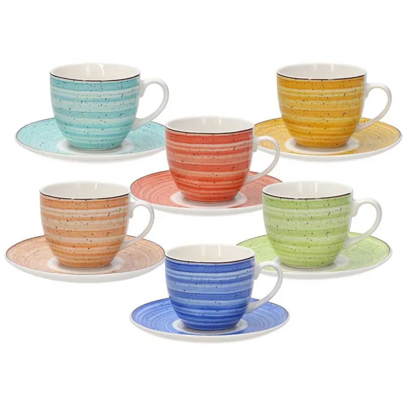 Confezione 6 tazze tè con piattino Kaleido New Bone China Multicolor Acquista Ora