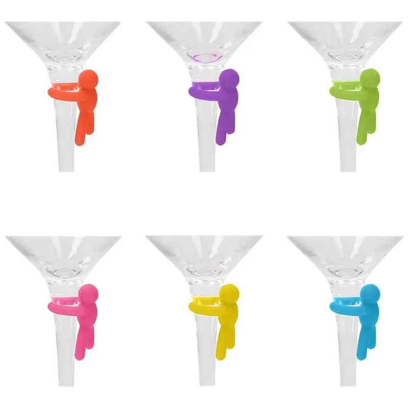 Set 6 marker per calici Omini Silicone Multicolor Promo Stagionale