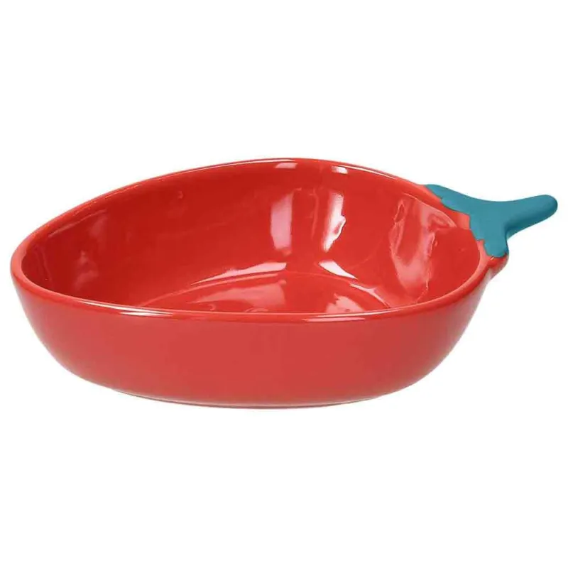 Non Perdere Ciotola 18 cm x 12 cm x H 4,5 cm Fragole Stoneware Rosso