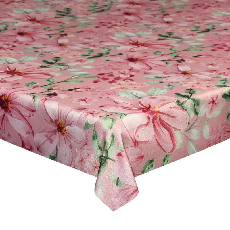 Tovaglia cm150x350 antimacchia Pink flowers Rosa A Buon Prezzo