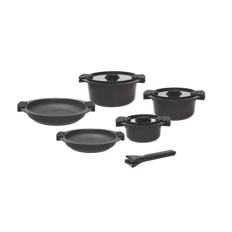 Batteria di pentole e padelle 8 pezzi Alluminio Nero Esclusivo