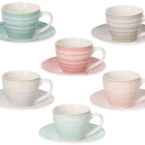 Confezione 6 tazzine caffè con piattino Pepper Bamboo New Bone China Multicolor Bestseller
