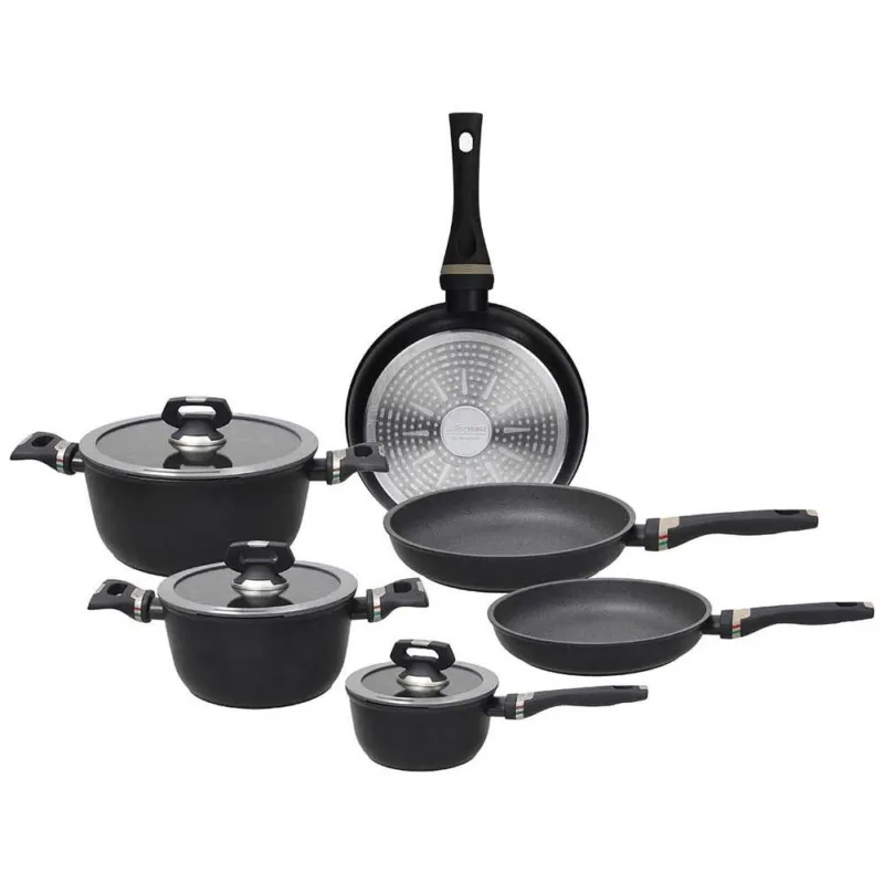 Ultima Occasione Batteria di pentole e padelle 9 pezzi Alluminio Nero