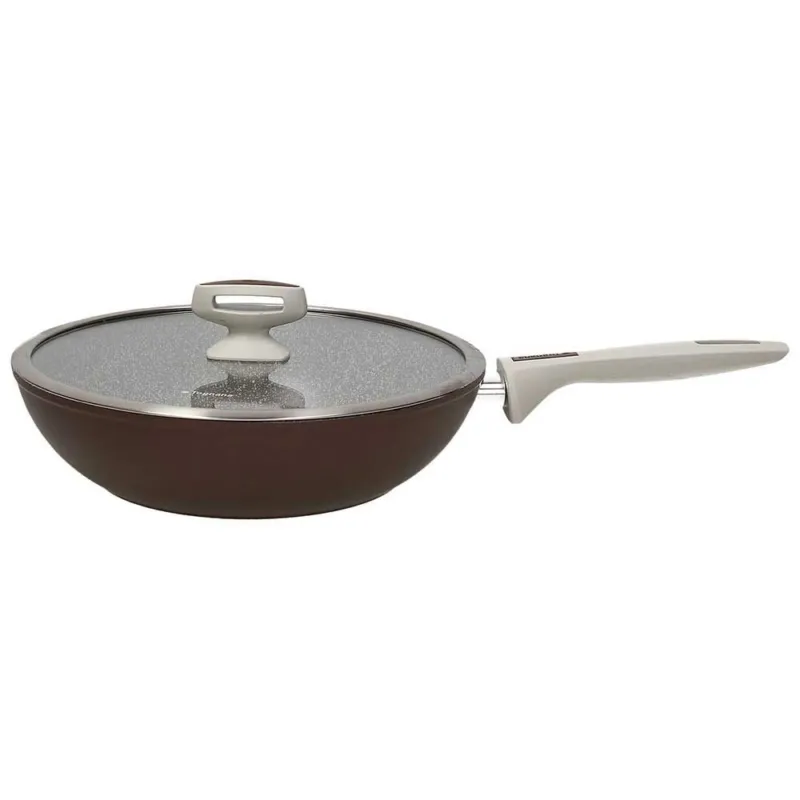 Non Perdere Wok con coperchio 28 cm Alluminio Marrone