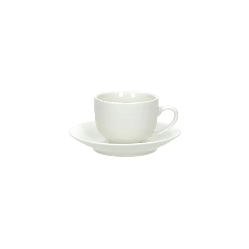 Confezione 6 tazzine caffè con piattino coordinato 100 cc Stoneware Bianco Promozione