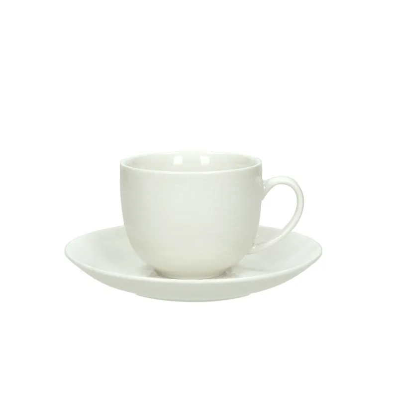 Confezione 6 tazze da tè con piattino coordinato 200 cc Stoneware Bianco Professionale