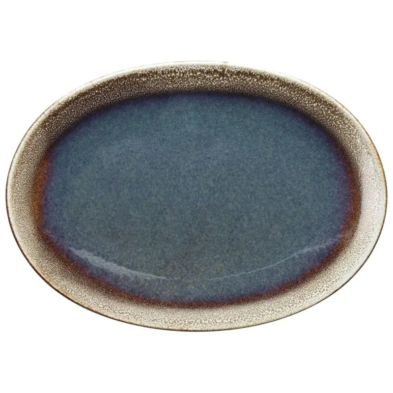 Più Venduto Ovale piano cm 36 Blue and Brown Porcellana Blu