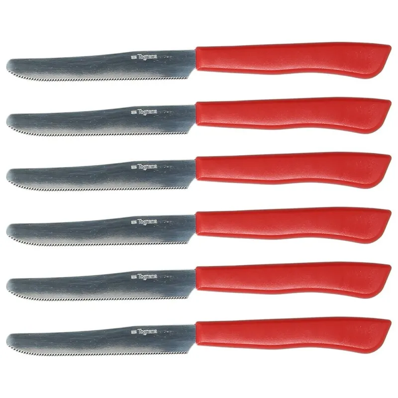 Set 6 coltelli da tavola 22 cm Rosso Acciaio Rosso Miglior Prezzo