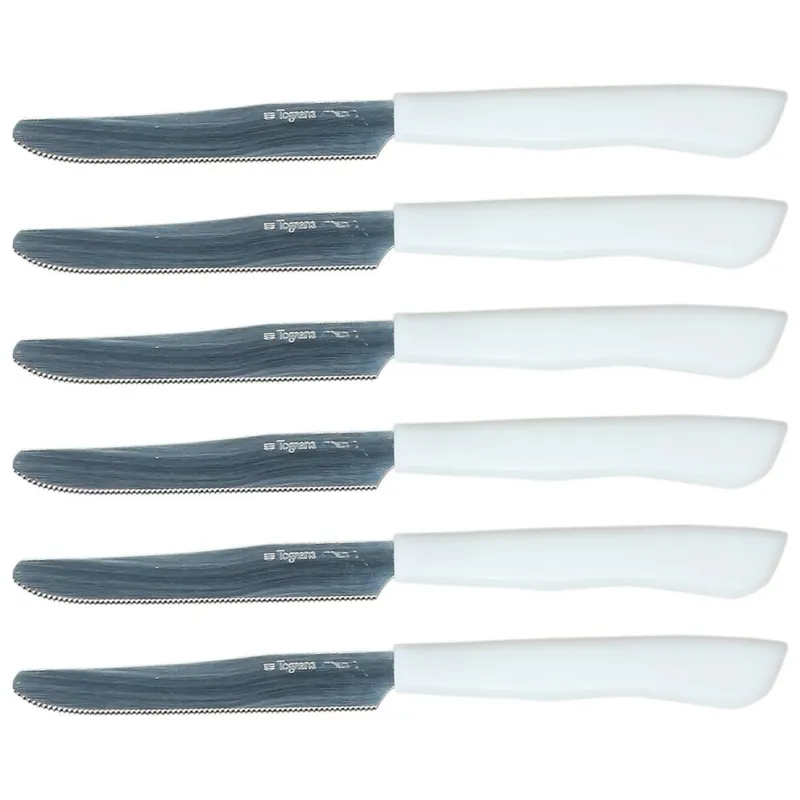 Spedizione Espresso Set 6 coltelli da tavola 22 cm Bianco Acciaio Bianco