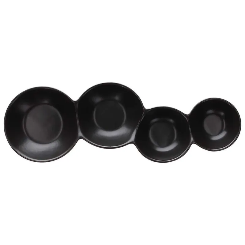 Antipastiera 4 scomparti 28 cm x 9 cm x H 2,5 cm Porcellana Nero Popolare