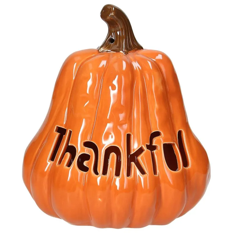 Scelto Dai Clienti Zucca 18 cm x 15 cm x H 20 cm con led Thankful Ceramica Arancio
