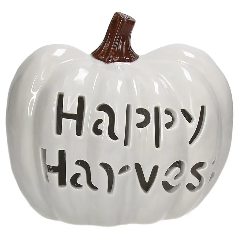 Zucca con led 19 cm x 14 cm x H 17 cm Happy Harves Ceramica Arancio Prezzo Di Fabbrica