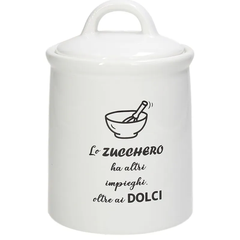 Barattolo zucchero cm 17 h Kitchen cool Ceramica Bianco Occasione Imperdibile
