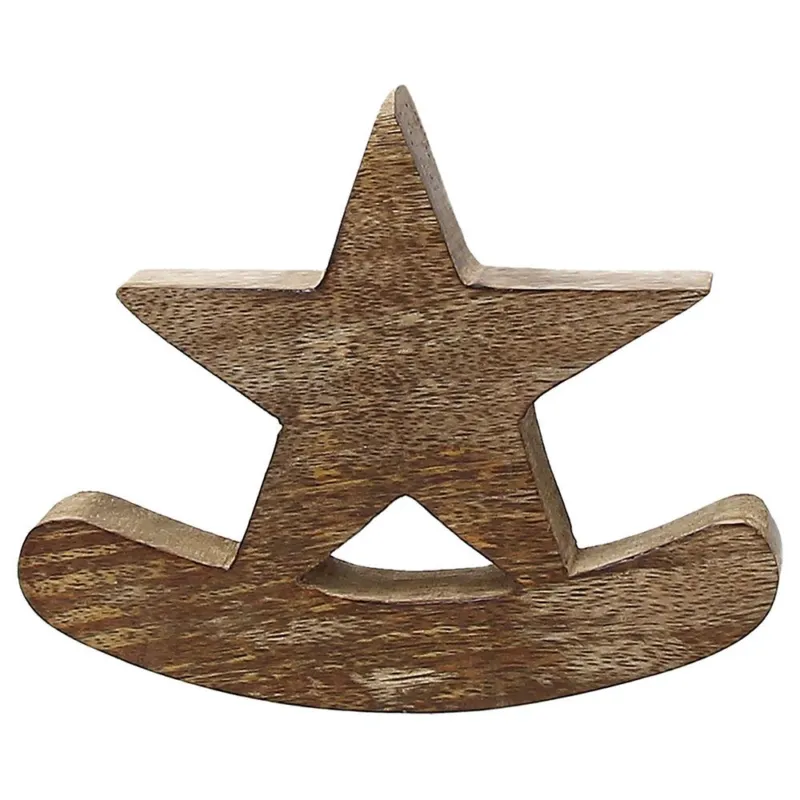 Stella dondolo cm 13 Santa wood Legno Marrone Subito Disponibile