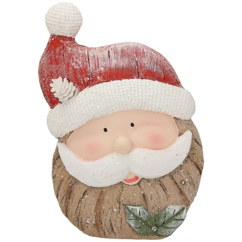 Spedito Oggi Babbo agrifofoglio H 35 cm con led Funny xmas Ossido di Magnesio Multicolor