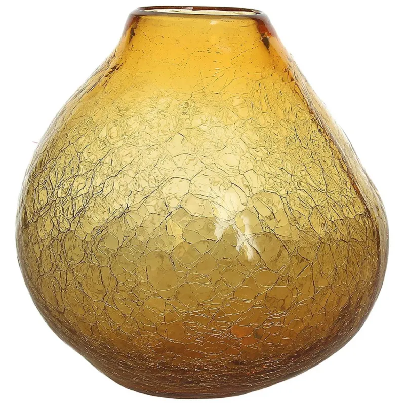 Nuova Collezione Vaso crackle cm 21 h Honey Vetro Giallo